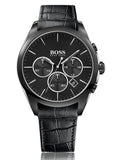 Hugo Boss Onyx Black Dial Black Leather Strap Watch for Men - 1513367