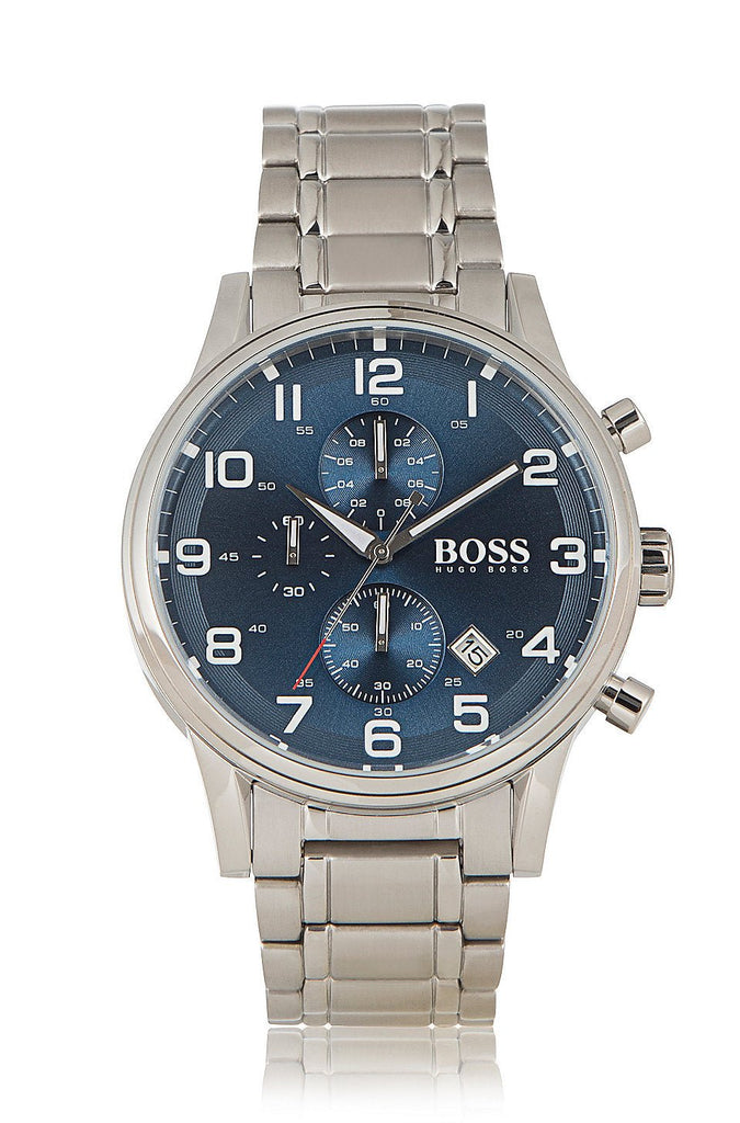 Hugo Boss Aeroliner Blue Dial Silver Steel Strap Watch for Men - 1513183 Buy Now By Hugo Boss