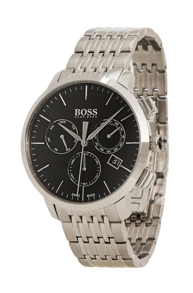 Hugo Boss Associate Black Dial Silver Steel Strap Watch for Men - 1513267 Buy Now By Hugo Boss