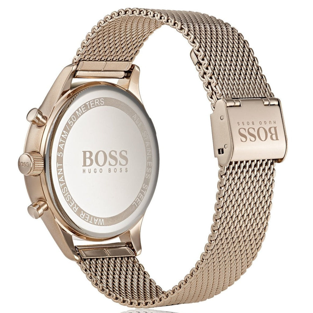 Hugo Boss Companion Quartz Black Dial Rose Gold Mesh Bracelet Watch For Men - HB1513548 Buy Now By Hugo Boss