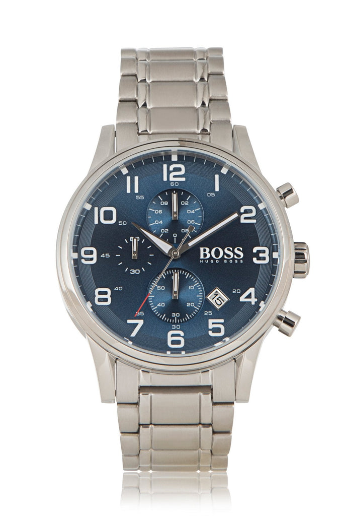 Hugo Boss Aeroliner Blue Dial Silver Steel Strap Watch for Men - 1513183 Buy Now By Hugo Boss