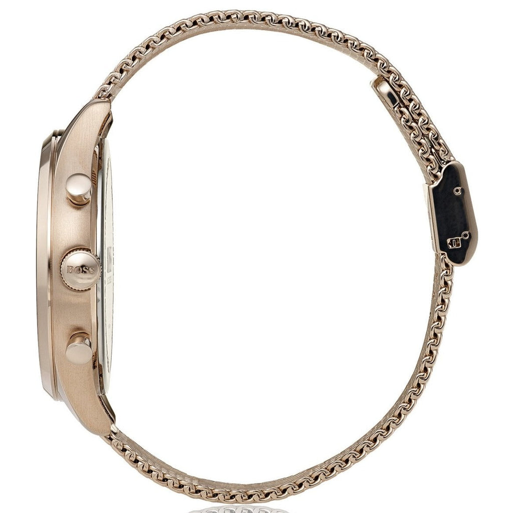 Hugo Boss Companion Quartz Black Dial Rose Gold Mesh Bracelet Watch For Men - HB1513548 Buy Now By Hugo Boss