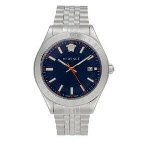Versace Hellenyium Quartz Blue Dial Silver Steel Strap Watch for Men - VEVK00921 Buy Now By Versace