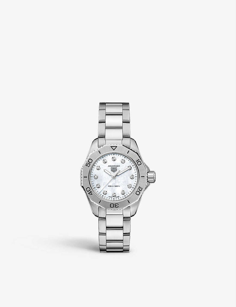 Tag Heuer Aquaracer Professional 200 Quartz Diamond Mother of Pearl Dial Silver Steel Strap Watch for Women - WBP1416.BA0622 Buy Now By Tag Heuer