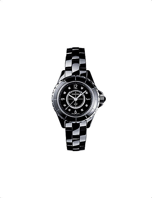 Chanel J12 Diamonds Black Dial Black Steel Strap Watch for Women - J12 H2569 Buy Now By Chanel