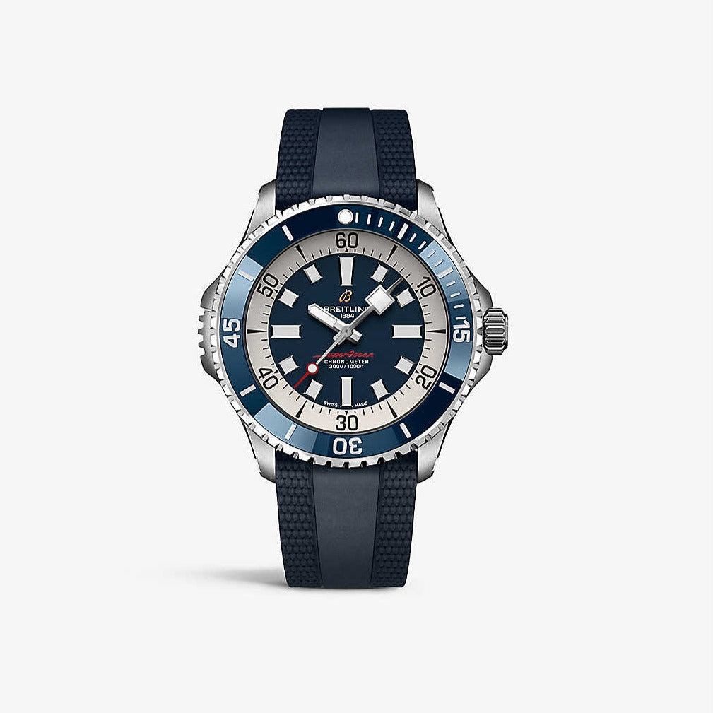 Breitling Superocean Automatic 46 Blue Dial Blue Rubber Strap Watch for Men - A17378E71C1S1 Buy Now By Breitling