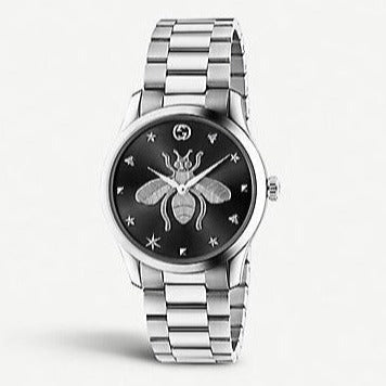 Gucci G Timeless Quartz Black Dial Silver Steel Strap Watch For Women - YA1264136 Buy Now By Gucci