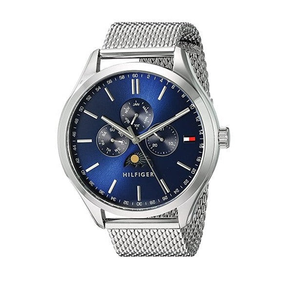 Tommy Hilfiger Oliver Quartz Blue Dial Silver Mesh Bracelet Watch for Men - 1791302 Buy Now By Tommy Hilfiger