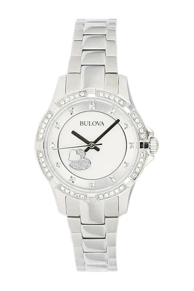 Bulova Crystal Silver Dial Silver Steel Strap Watch for Women - 96L226 Buy Now By Bulova
