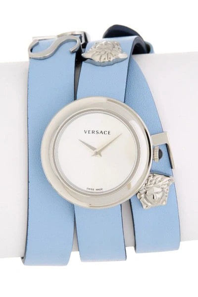 Versace V Flare Silver Dial Blue Leather Strap Watch for Women - VEBN00118 Buy Now By Versace