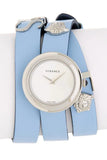 Versace V Flare Silver Dial Blue Leather Strap Watch for Women - VEBN00118 Buy Now By Versace