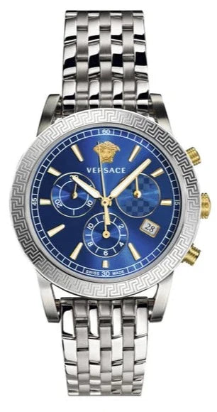Versace Sport Tech Chronograph Blue Dial Silver Steel Strap Watch for Men - VELT00219 Buy Now By Versace