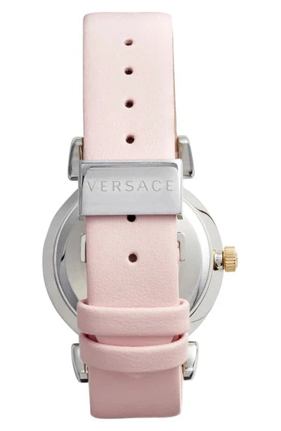 Versace V-Motif Silver Dial Pink Leather Strap Watch for Women - VERE00118 Buy Now By Versace