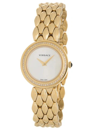 Versace V Flare Diamonds Silver Dial Gold Steel Strap Watch for Women - VEBN00918 Buy Now By Versace
