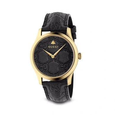 Gucci G Timeless Quartz Black Dial Black Leather Strap Watch For Women - YA126581A Buy Now By Gucci