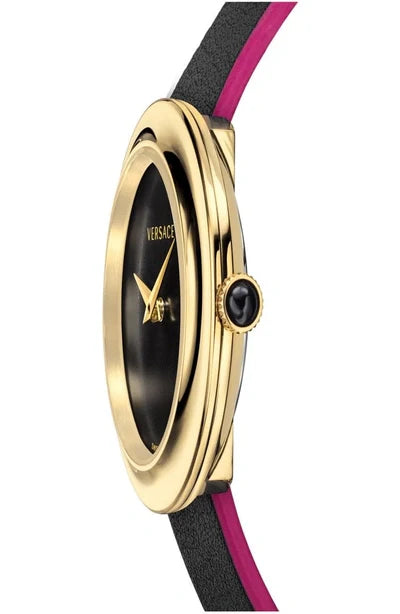 Versace V-Flare Quartz Black Dial Black Leather Strap Watch for Women - VEBN00218 Buy Now By Versace