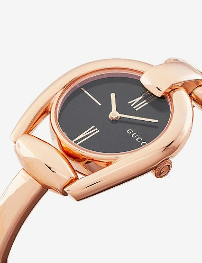Gucci Horsebit Collection Black Dial Rose Gold Steel Strap Watch For Women - YA139507 Buy Now By Gucci