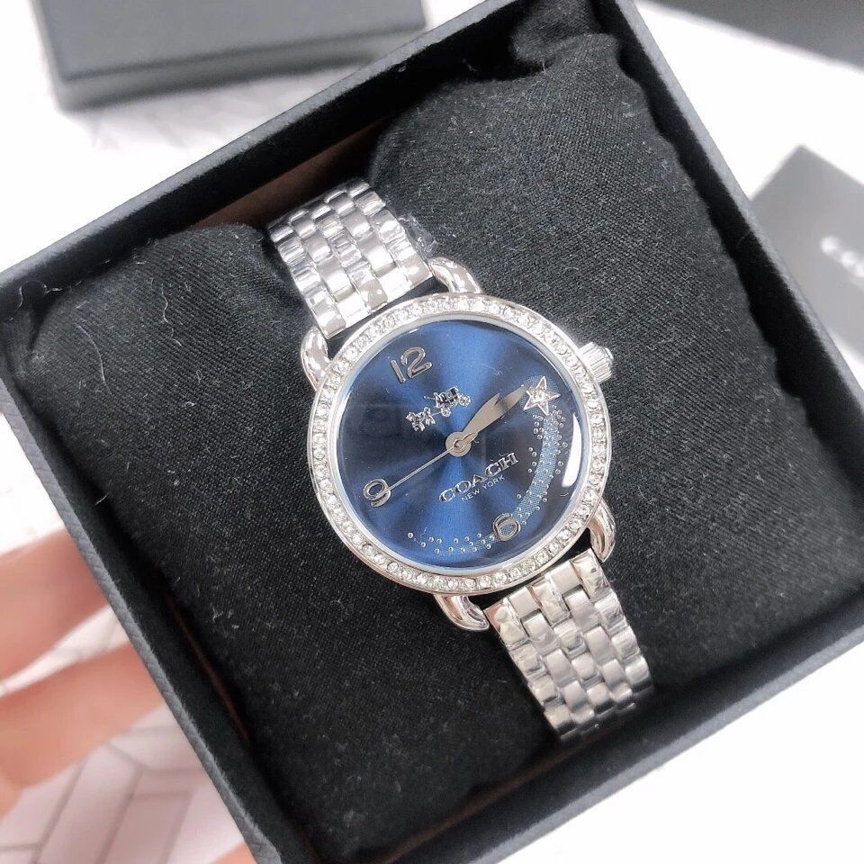 Coach Glitz Blue Dial Silver Steel Strap Watch for Women - 14502693 Buy Now By Coach