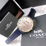 Coach Slim Easton Silver Dial Blue Leather Strap Watch for Women - 14502687 Buy Now By Coach