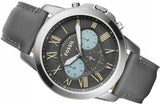 Fossil Grant Chronograph Gunmetal Grey Dial Grey Leather Strap Watch for Men - FS5183 Buy Now By Fossil