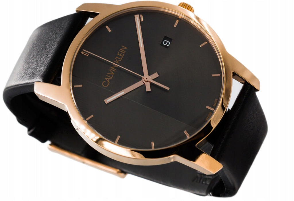 Calvin Klein City Quartz Grey Dial Black Leather Strap Watch for Men - K2G2G6C3 Buy Now By Calvin Klein