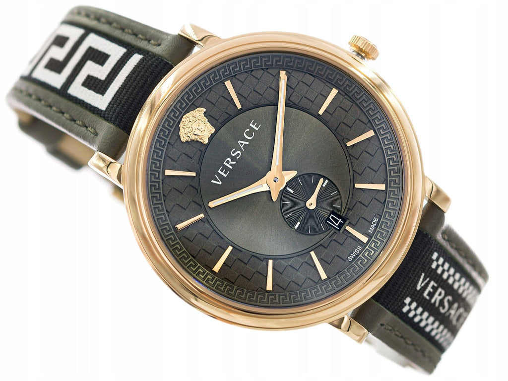 Versace V-Circle Quartz Green Dial Green Leather Strap Watch for Men - VEBQ01519 Buy Now By Versace