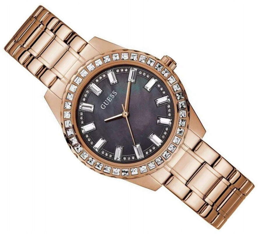 Guess Sparkler Diamonds Black Dial Rose Gold Steel Strap Watch for Women - GW0111L3 Buy Now By Guess