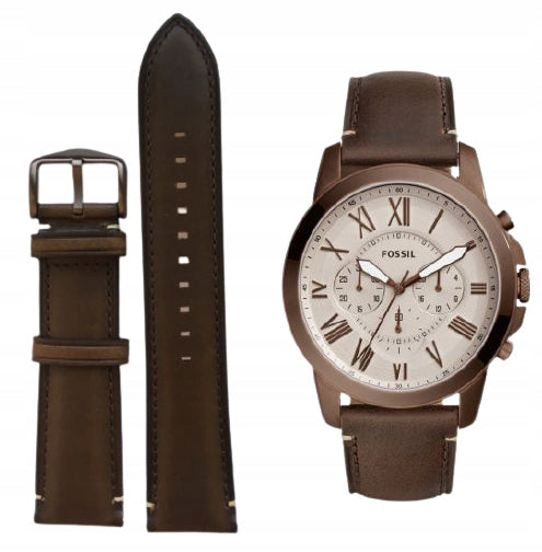 Fossil Grant Chronograph White Dial Brown Leather Strap Watch for Men - FS5344 Buy Now By Fossil