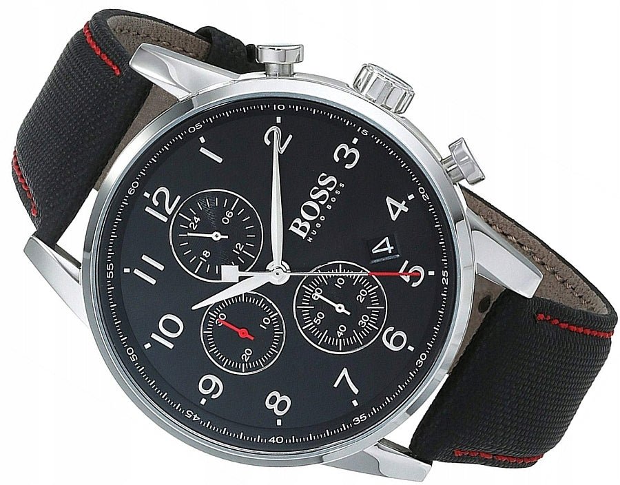 Hugo Boss Navigator Black Dial Black Leather Strap Watch for Men - 1513535 Buy Now By Hugo Boss