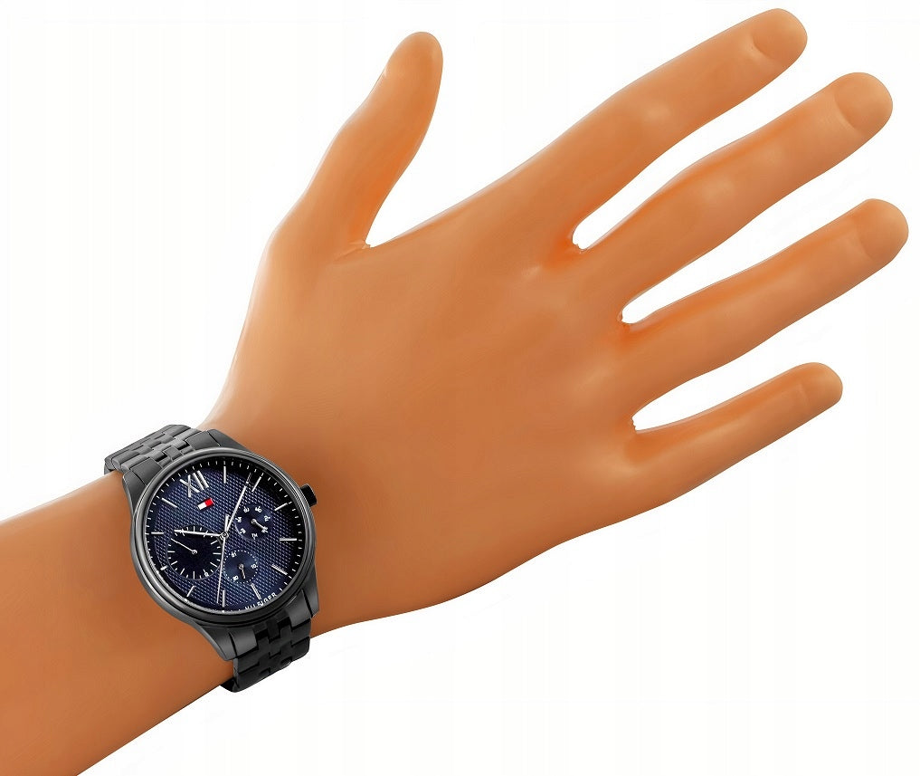 Tommy Hilfiger Damon Quartz Chronograph Blue Dial Black Steel Strap Watch for Men - 1791454 Buy Now By Tommy Hilfiger