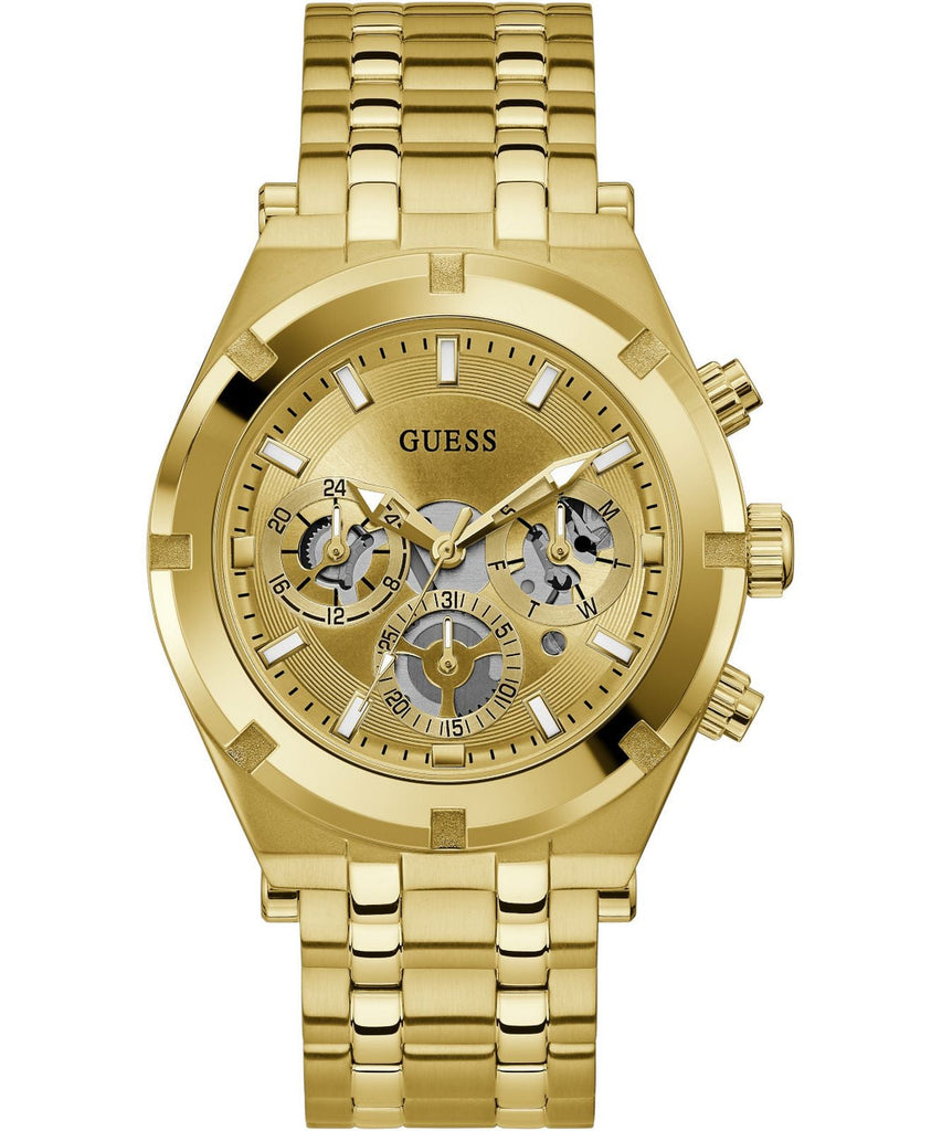 Guess Continental Gold Dial Gold Steel Strap Watch For Men - GW0260G4 Buy Now By Guess