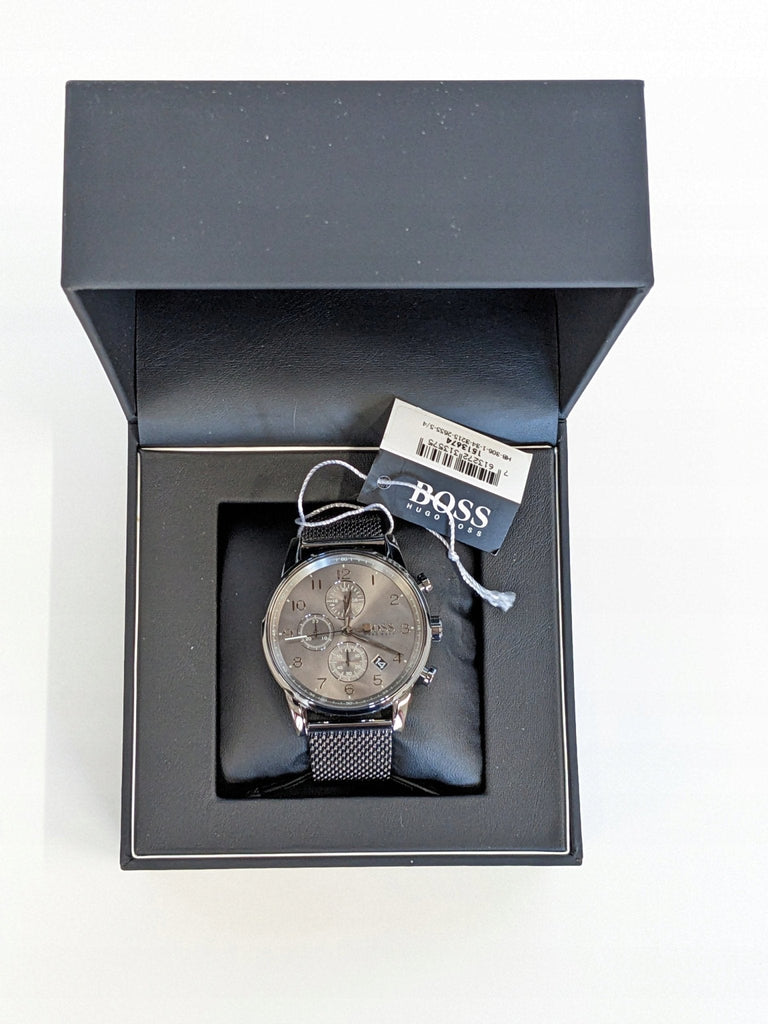 Hugo Boss Navigator Grey Dial Grey Mesh Bracelet Watch for Men - 1513674 Buy Now By Hugo Boss