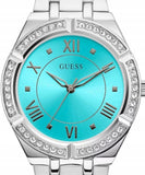 Guess Cosmo Diamonds Turquoise Dial Silver Steel Strap Watch for Women - GW0033L7 Buy Now By Guess