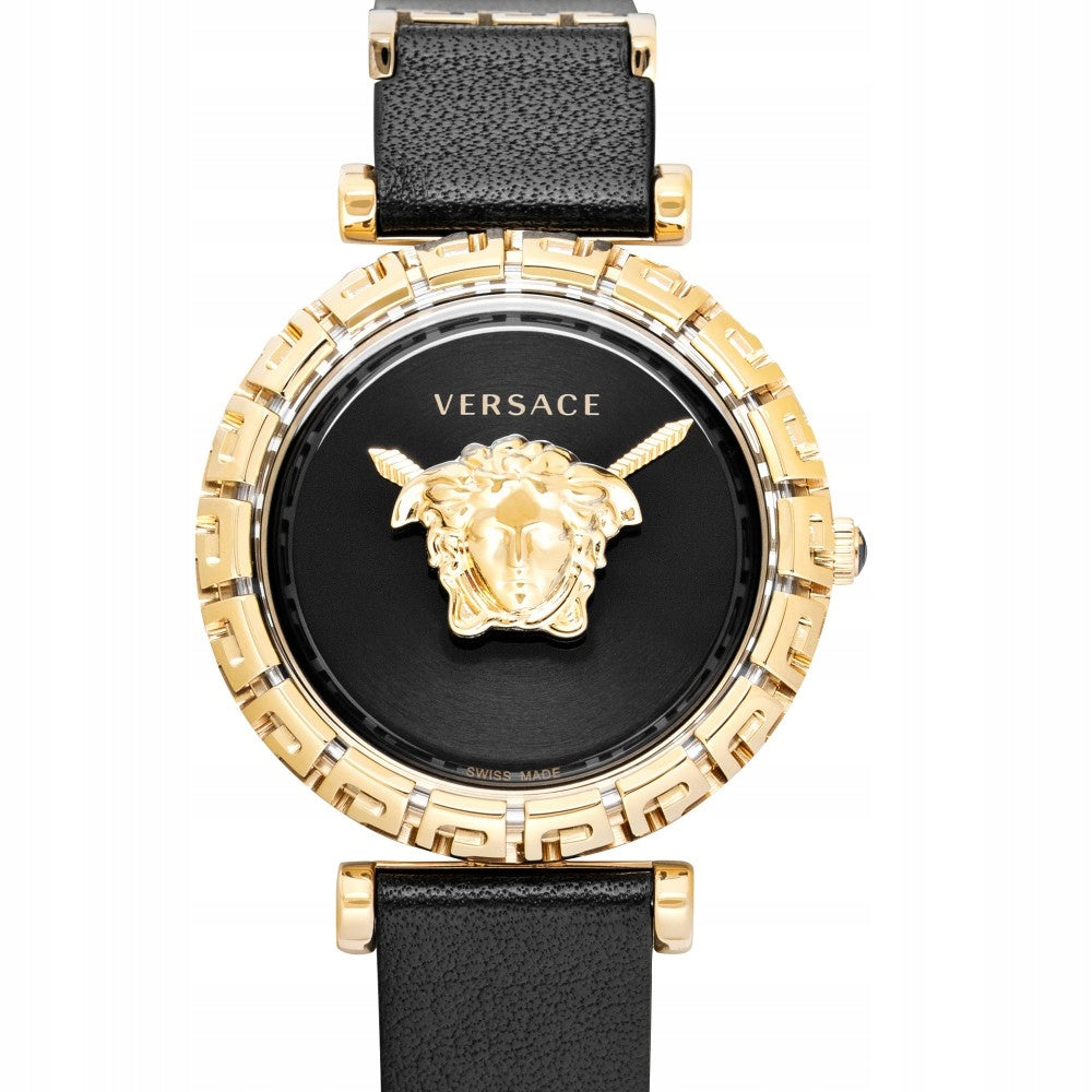 Versace Palazzo Empire Greca Black Dial Black Leather Strap Watch for Women - VEDV00119 Buy Now By Versace