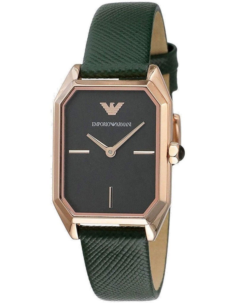 Emporio Armani Gioia Analog Black Mother of Pearl Dial Green Leather Strap Watch For Women - AR11149 Buy Now By Emporio Armani
