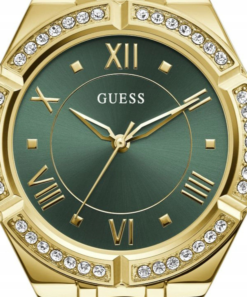 Guess Cosmo Diamonds Green Dial Gold Steel Strap Watch for Women - GW0033L8 Buy Now By Guess