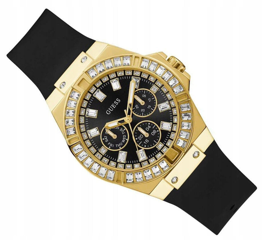 Guess Venus Diamonds Black Dial Black Rubber Strap Watch for Women - GW0118L1 Buy Now By Guess