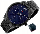 Tommy Hilfiger Damon Quartz Chronograph Blue Dial Black Steel Strap Watch for Men - 1791454 Buy Now By Tommy Hilfiger