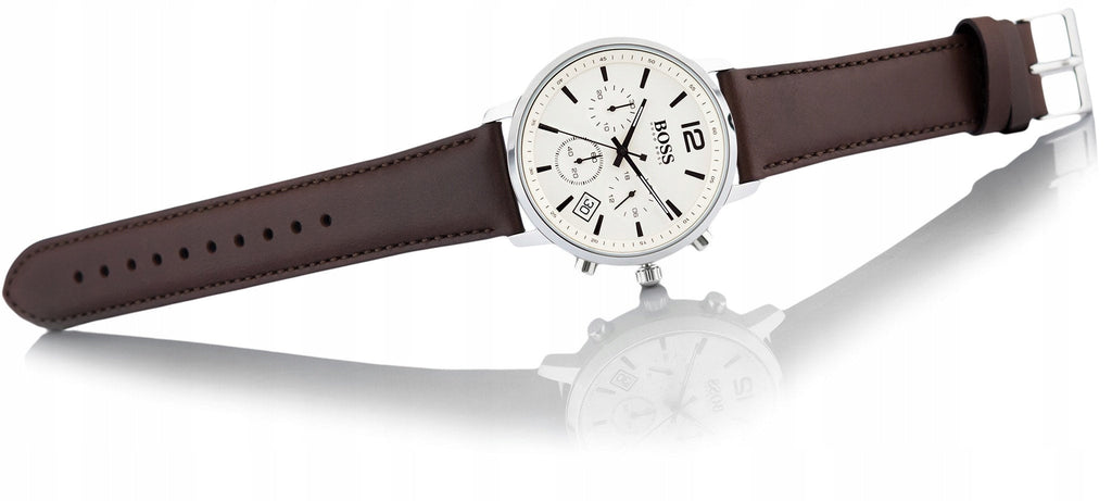 Hugo Boss Attitude White Dial Brown Leather Strap Watch for Men - 1513609 Buy Now By Hugo Boss
