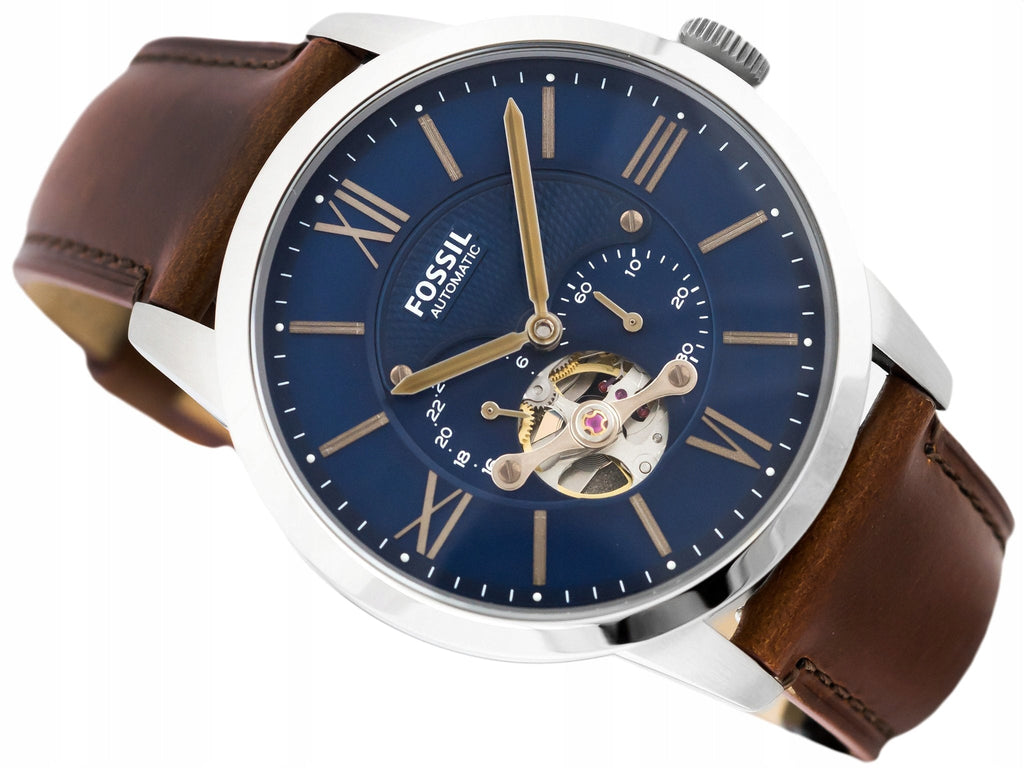 Fossil Townsman Automatic Blue Dial Brown Leather Strap Watch for Men - ME3110 Buy Now By Fossil