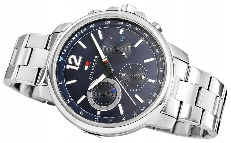 Tommy Hilfiger London Chronograph Quartz Blue Dial Silver Steel Strap Watch for Men - 1791534 Buy Now By Tommy Hilfiger