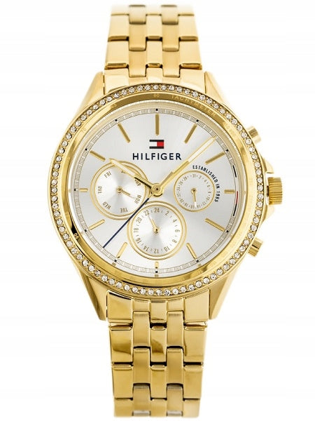 Tommy Hilfiger Ari Multifunction Diamonds Silver Dial Gold Steel Strap Watch for Women - 1781977 Buy Now By Tommy Hilfiger