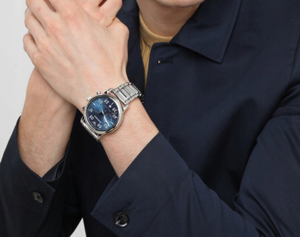 Emporio Armani Luigi Chronograph Blue Dial Silver Steel Strap Watch For Men - AR11132 Buy Now By Emporio Armani
