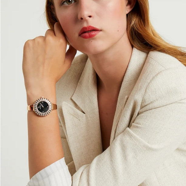 Swarovski Crystal Rose Black Dial Rose Gold Steel Strap Watch for Women - 5484050 Buy Now By Swarovski