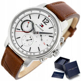 Tommy Hilfiger Landon Chronograph White Dial Brown Leather Strap Watch for Men - 1791531 Buy Now By Tommy Hilfiger