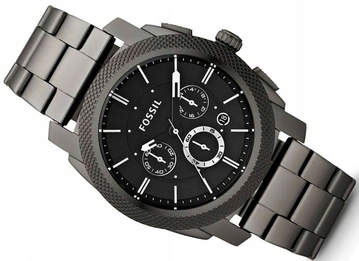 Fossil Machine Chronograph Black Dial Grey Steel Strap Watch for Men - FS4662 Buy Now By Fossil