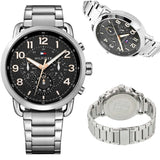 Tommy Hilfiger Briggs Chronograph Black Dial Silver Steel Strap Watch for Men - 1791422 Buy Now By Tommy Hilfiger