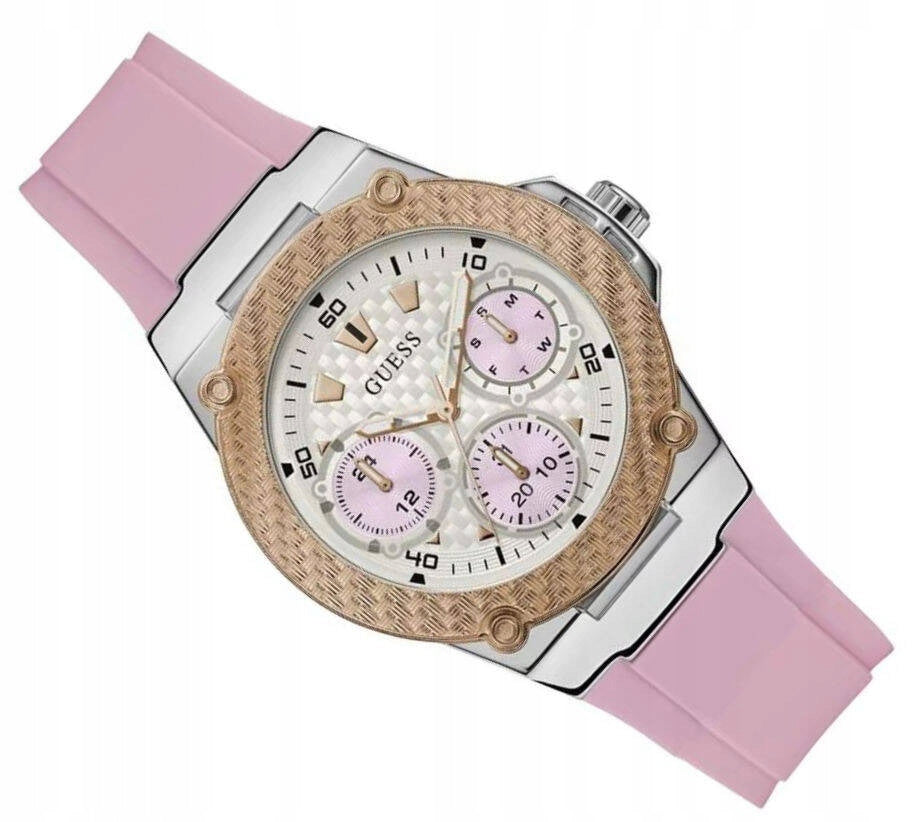 Guess Zena Quartz White Dial Pink Rubber Strap Watch For Women - W1094L4 Buy Now By Guess