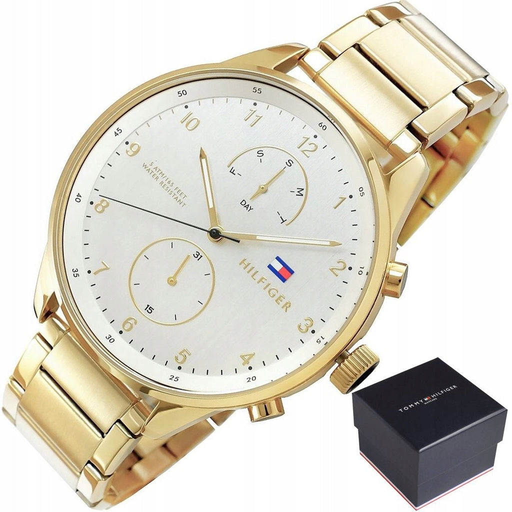 Tommy Hilfiger Chase Quartz White Dial Gold Steel Strap Watch for Men - 1791576 Buy Now By Tommy Hilfiger