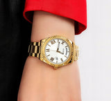 Guess Luna White Dial Gold Steel Strap Watch for Women - GW0308L2 Buy Now By Guess